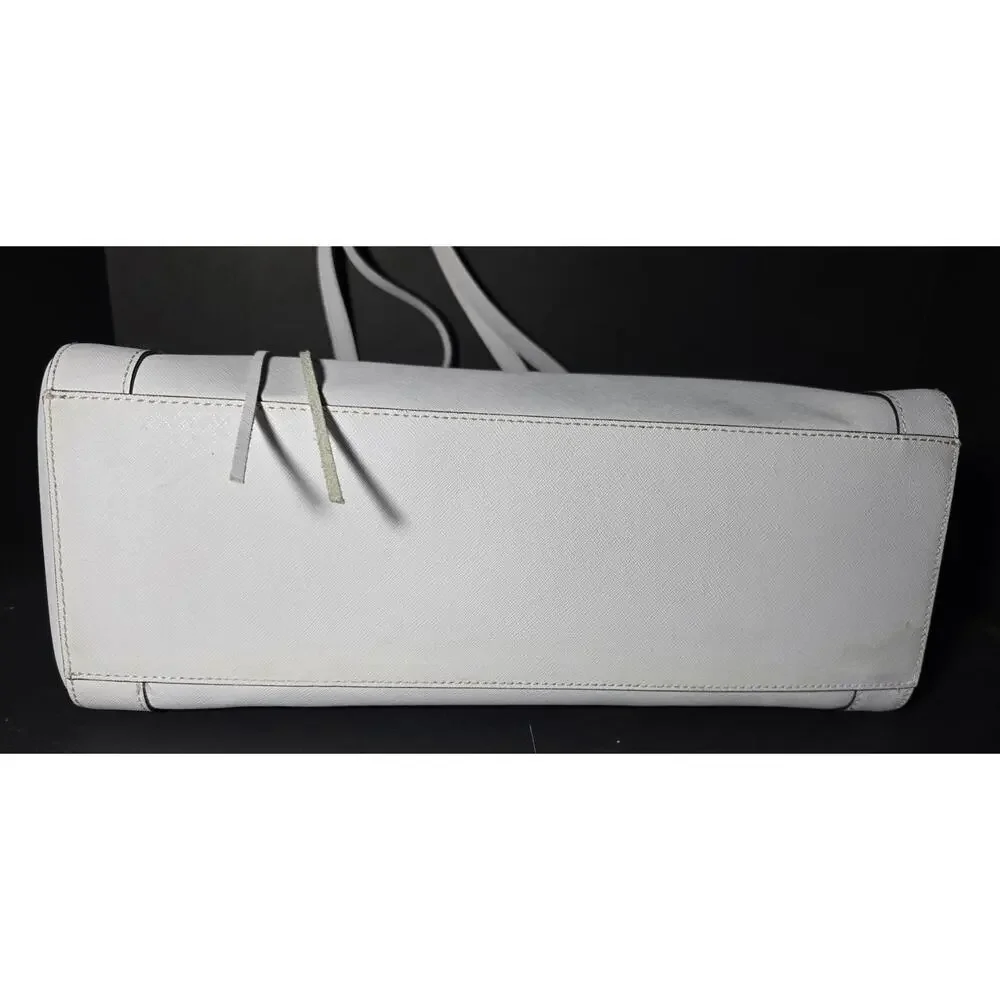Rebecca Minkoff Monroe Laptop Bag Saffiano Leather Tote Shoulder Purse White NEW